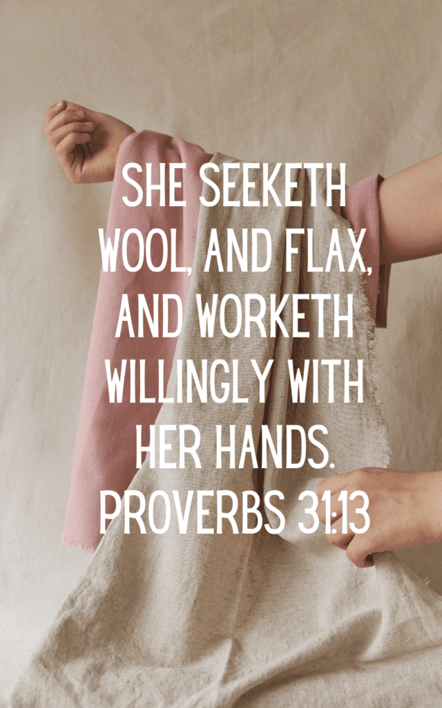 Proverbs 31:13 bible verse art printable about sewing