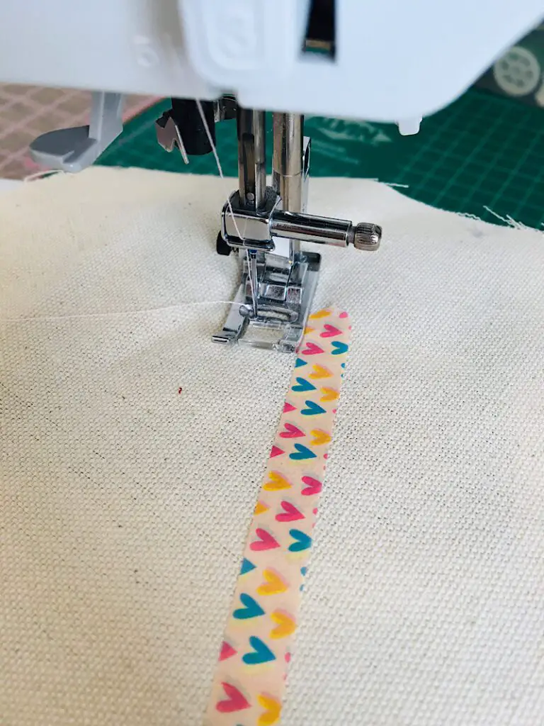 washi tape on fabric as a guide
