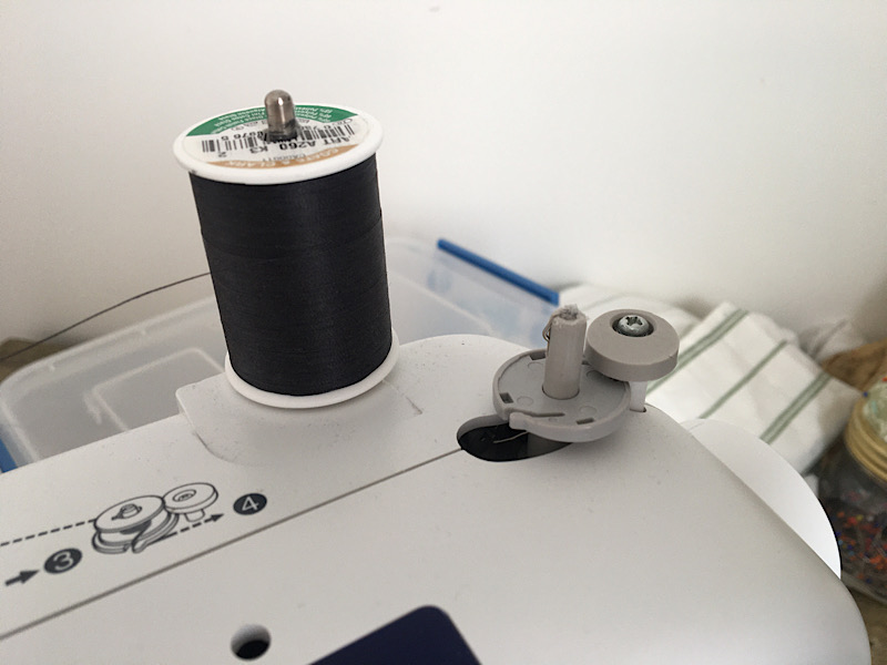 bobbin winder on top of sewing machine engaged