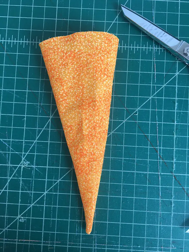 turn the fabric carrot inside out