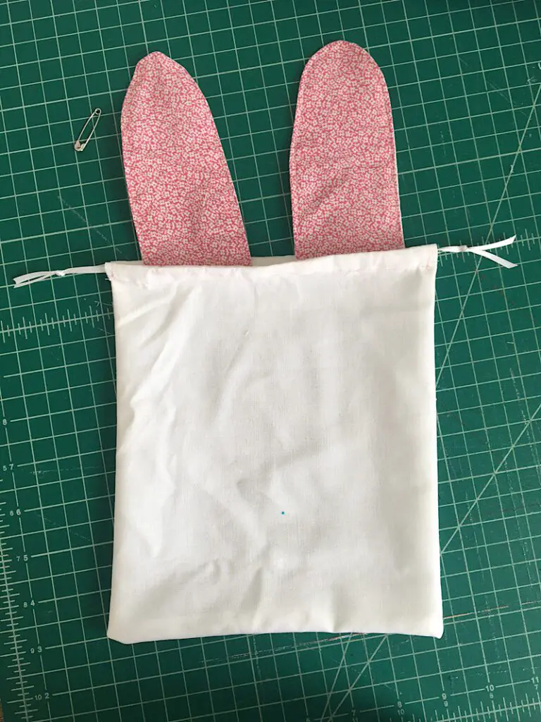 drawstrings inserted into bag