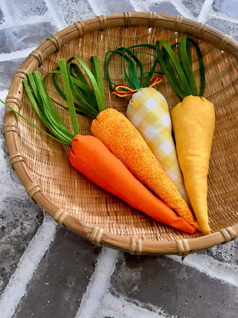 Fabric Carrots in a basket