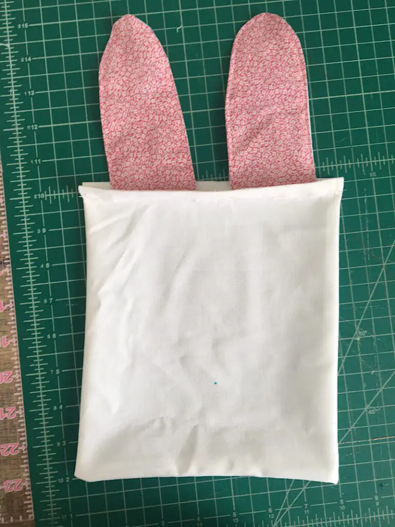 Bunny ears on drawstring bag