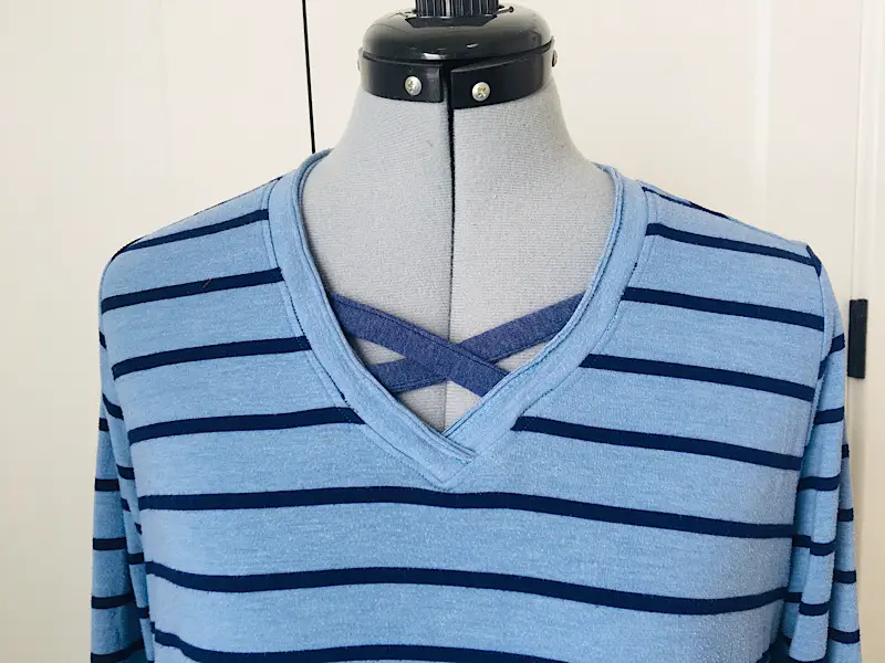 Criss cross straps on a t shirt neckline alteration