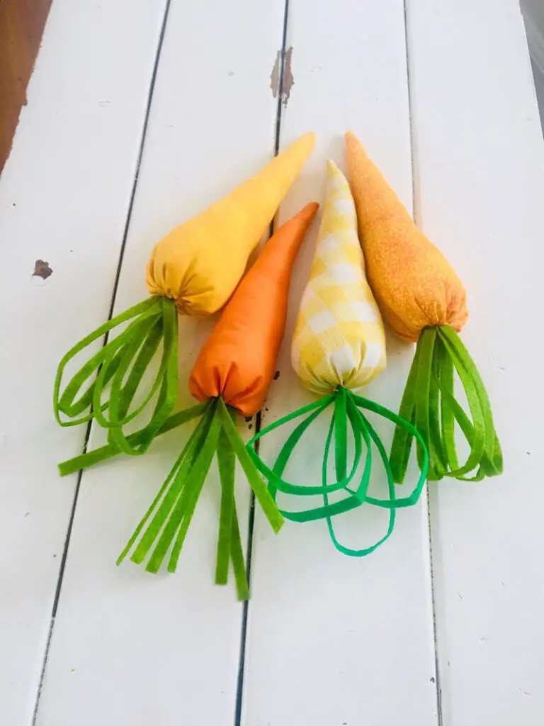 Carrot tops of fabric carrots