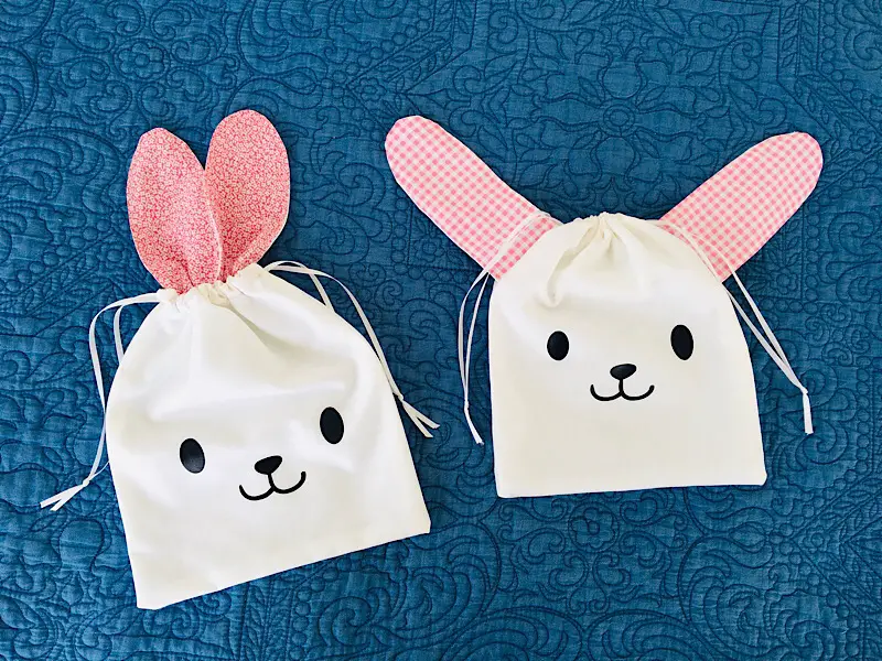 Easter bunny drawstring bags diy pattern