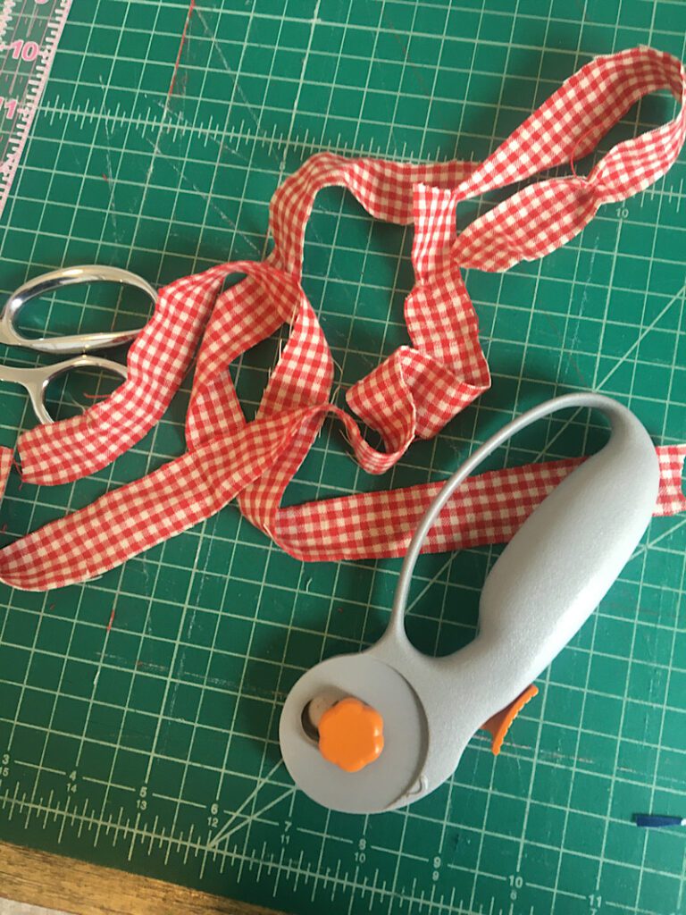 cutting fabric strips for scrappy flag