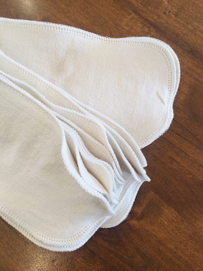 DIY cloth diaper inserts on a counter