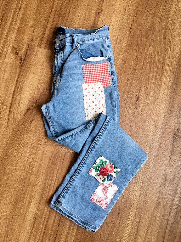 diy patched jeans 