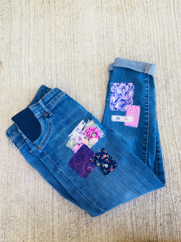 decorative patch jeans