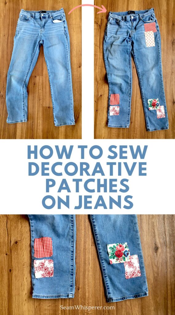 how to sew decorative patches to jeans pinterest pin