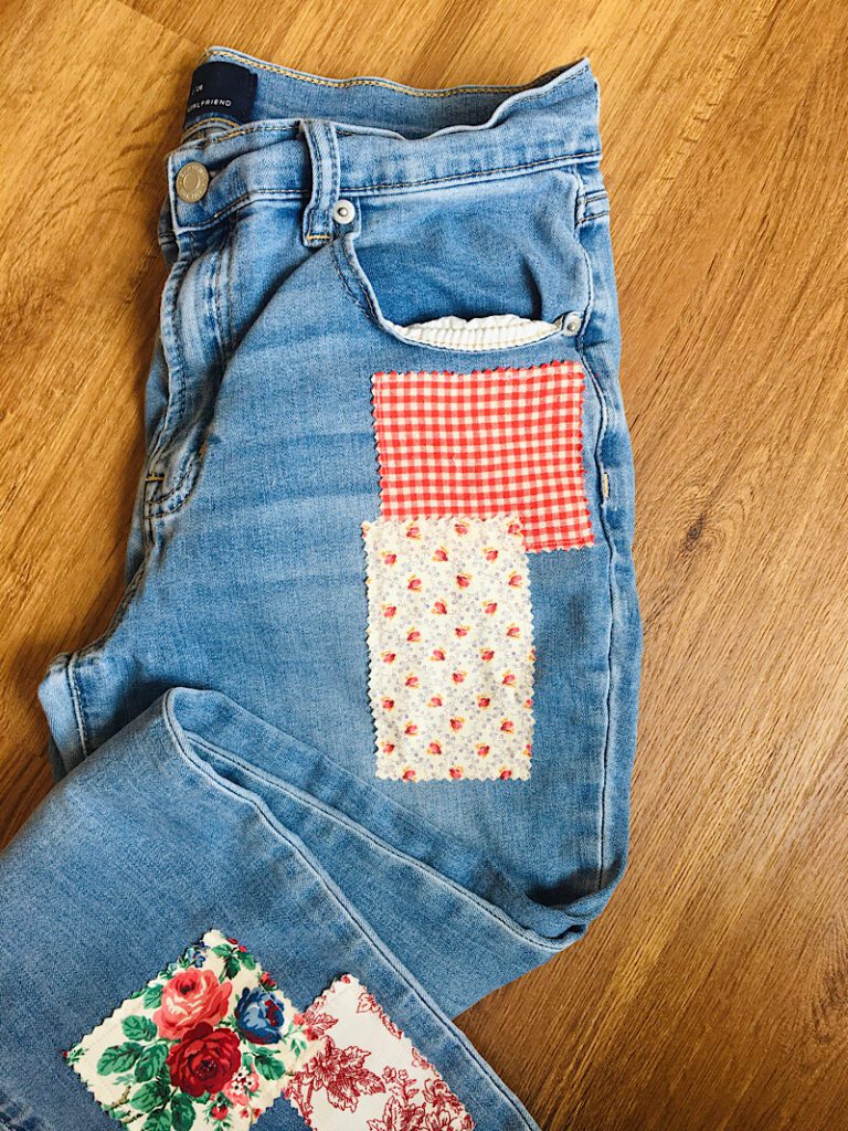 Four Marrs and One Venus: Patch holes with lace  How to patch jeans, Denim  crafts, Sewing tutorials