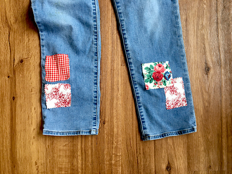 patches on legs of jeans diy