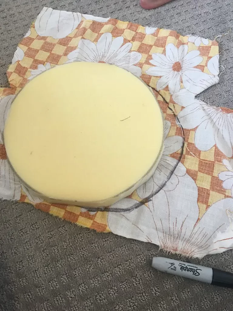 Trace the foam circle on fabric