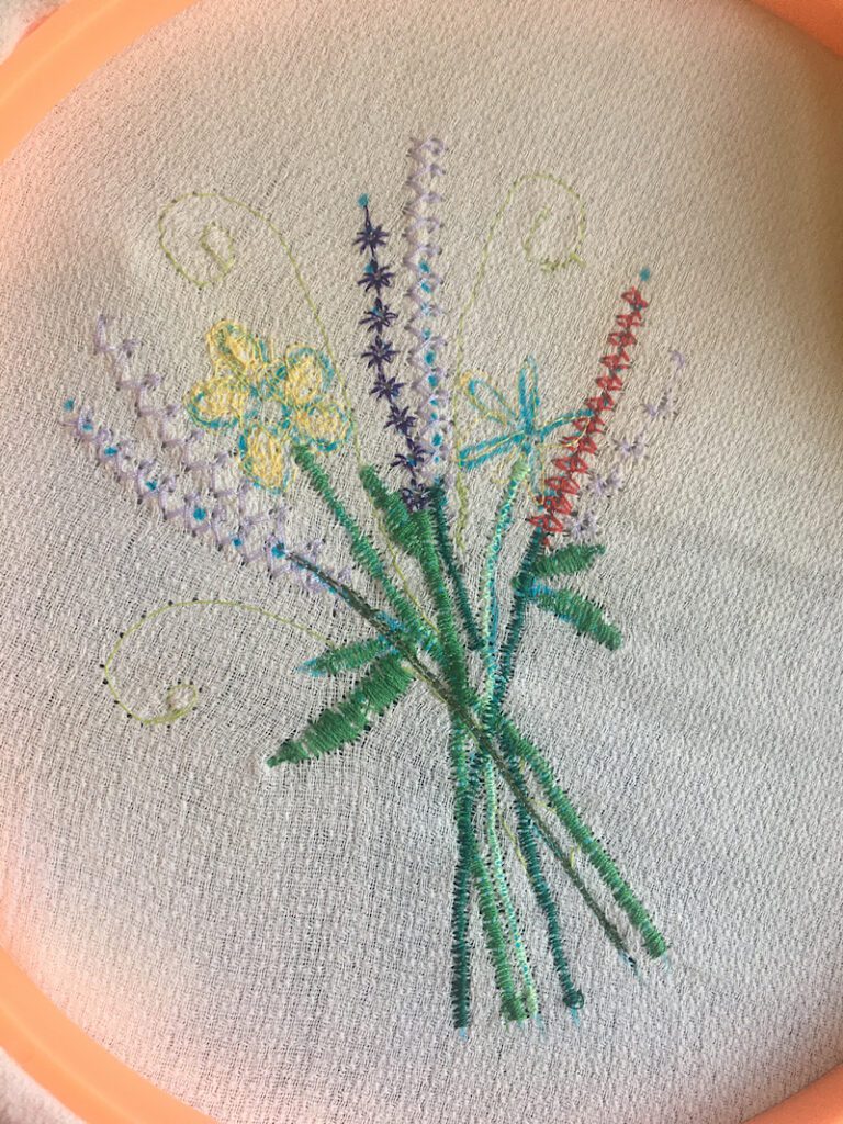 Making embroidery stems for flowers