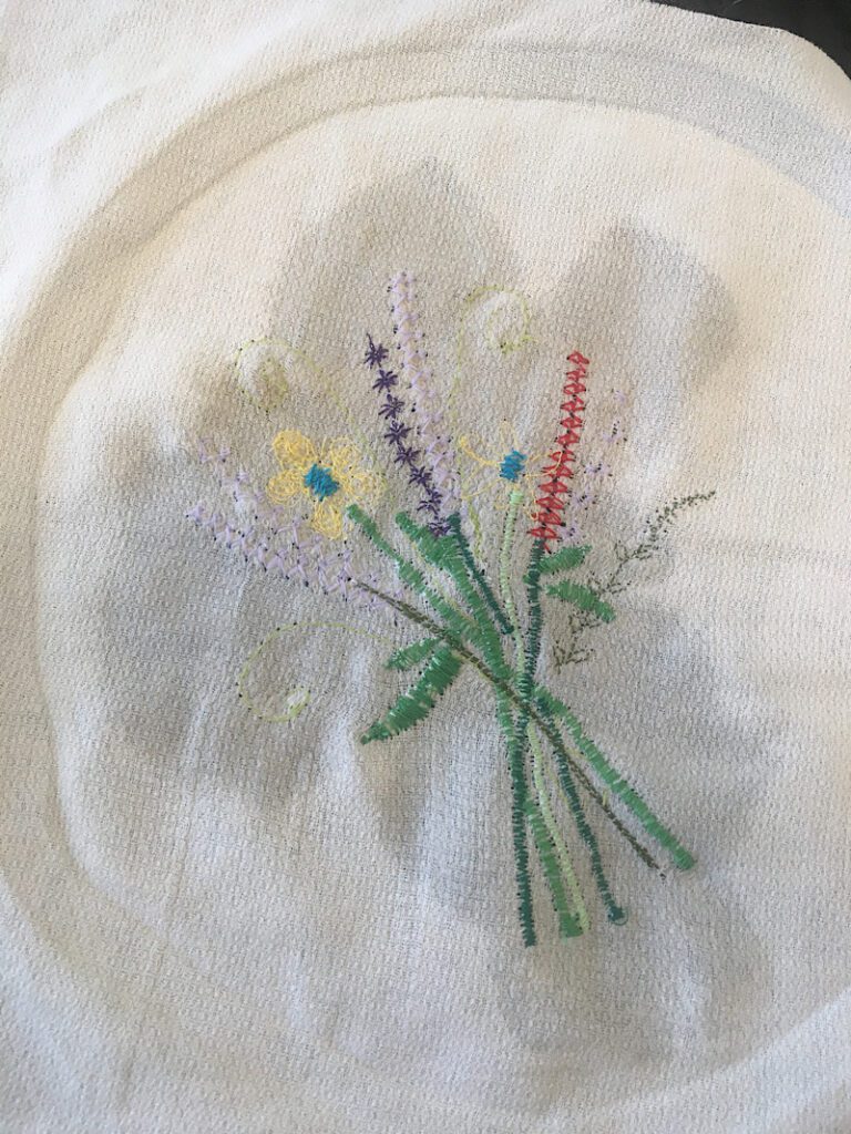 Wet fabric embroidery