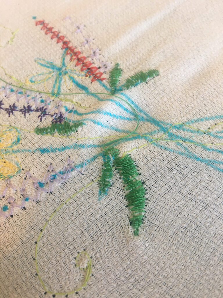 embroidery leaves