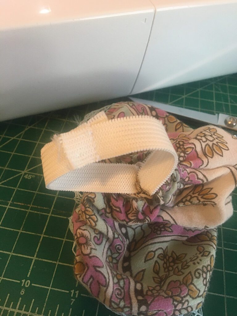 sewing the elastic in the waistband