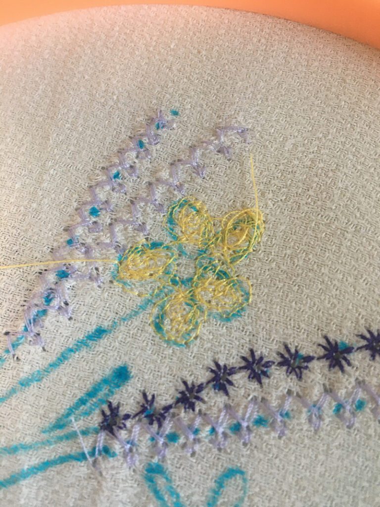 flower embroidery on sewing machine