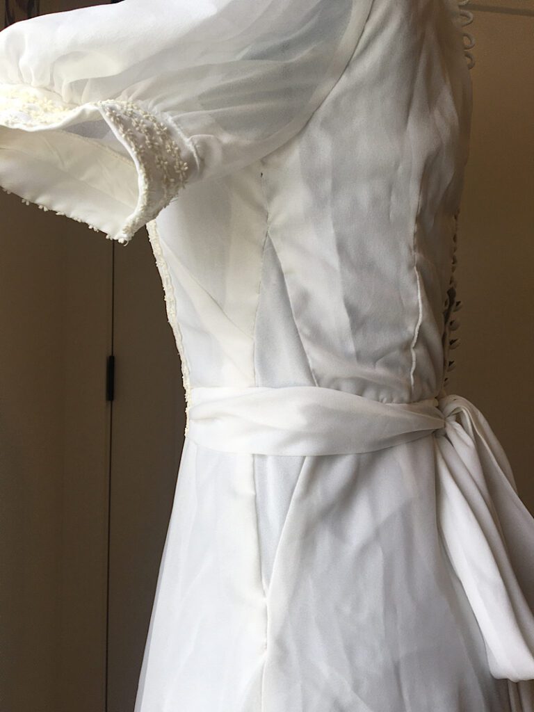 wedding dress waist made bigger with a side diamond gusset