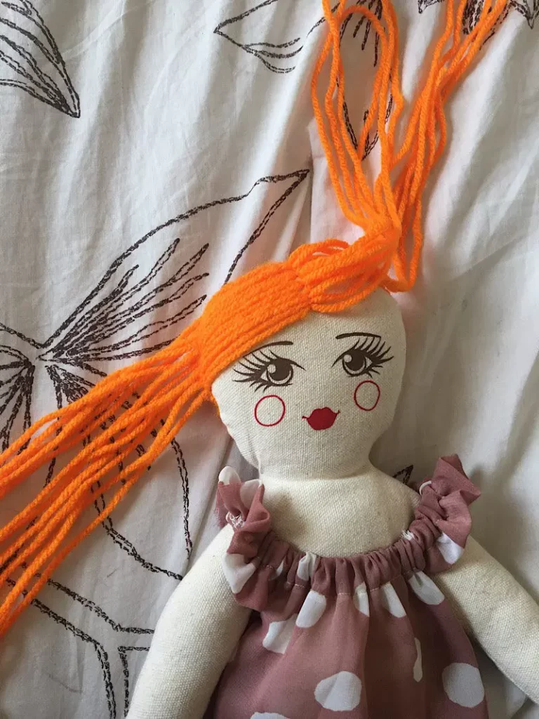 doll hair orange yarn