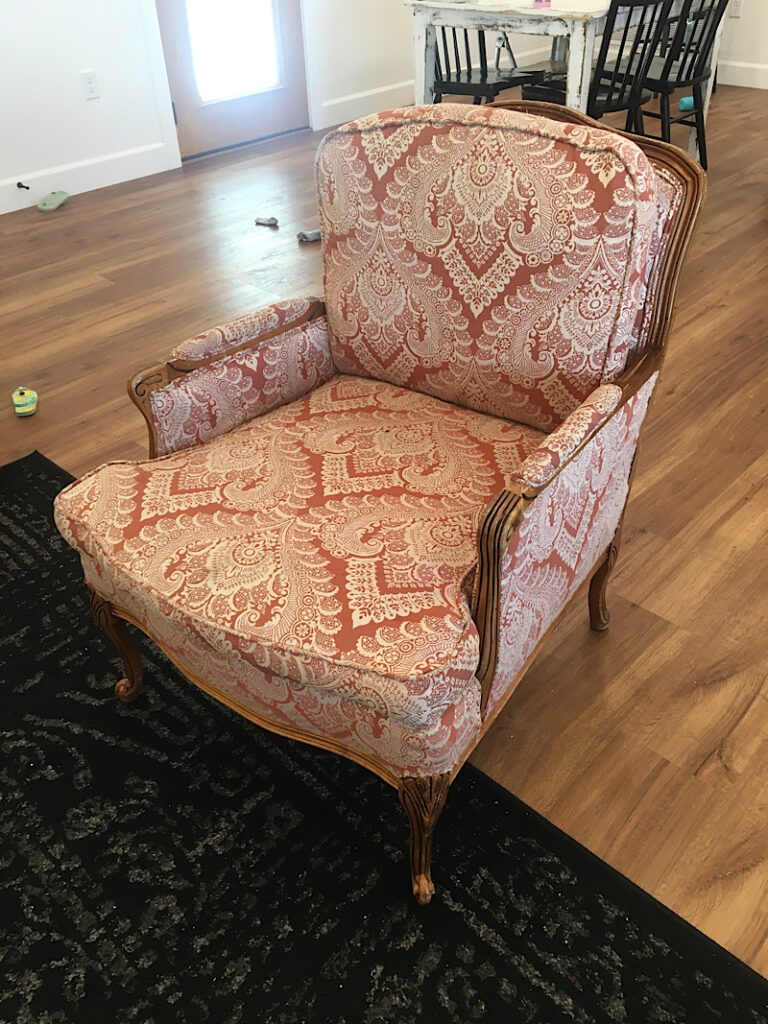 reupholster a chair BEFORE photo