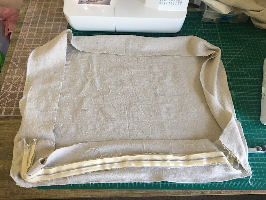 sewing the front of the cushion cover