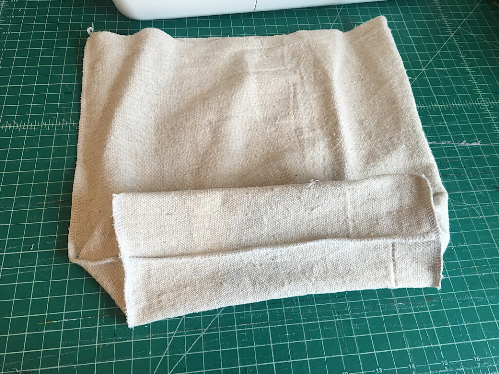 sewn corners of tote bag