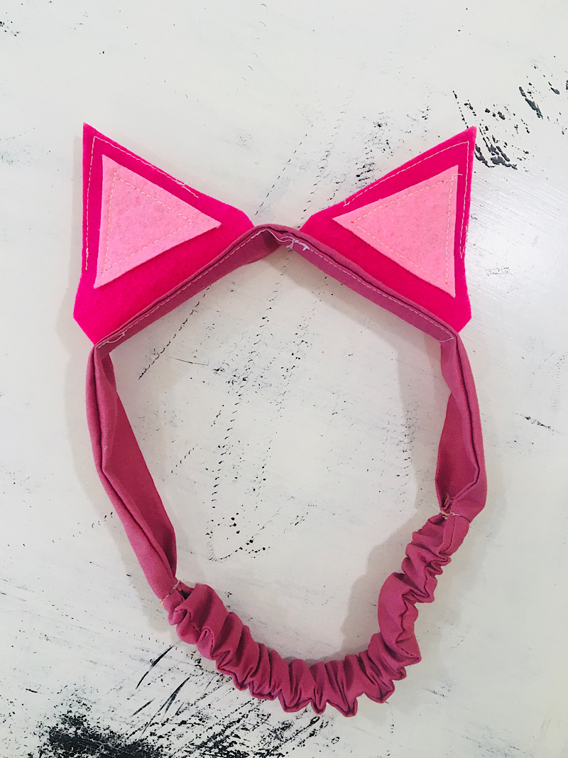 pink fabric cat headband