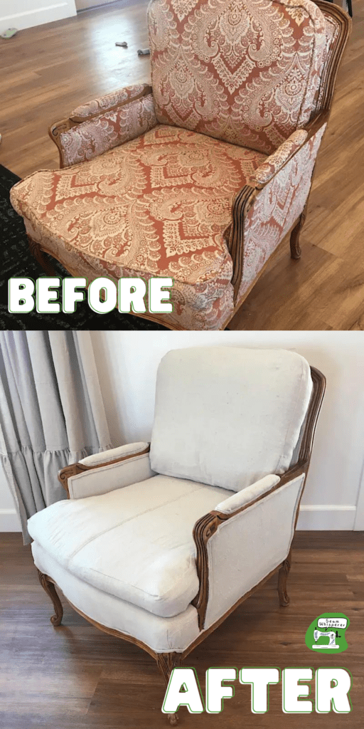 vintage chair reupholstery before and after photos