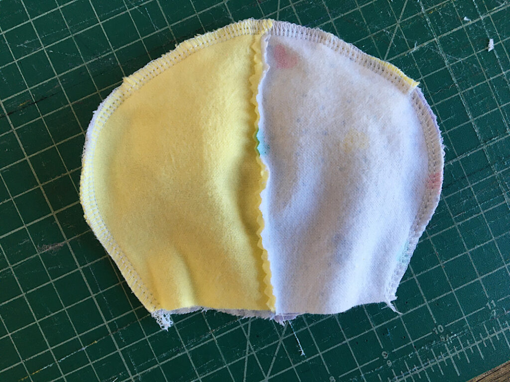 inside out head sewn together
