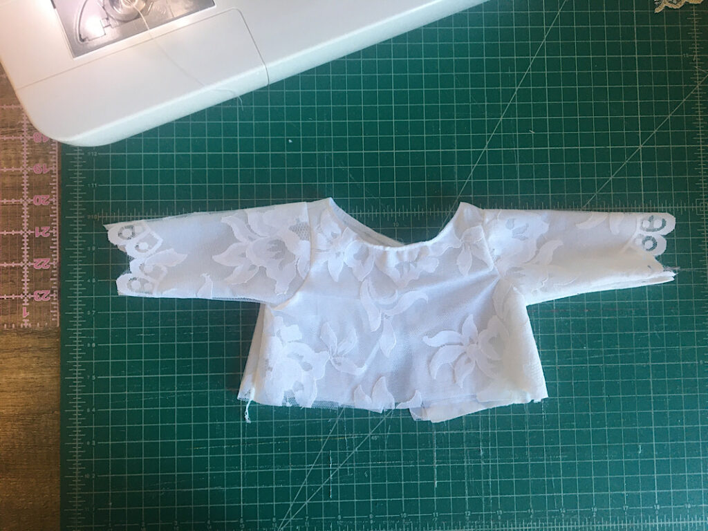 bodice completed on christening gown
