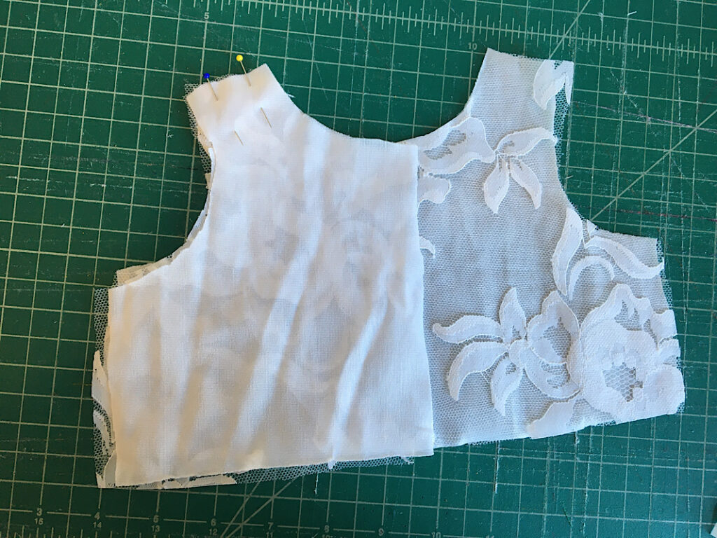 lining up the bodice back piece