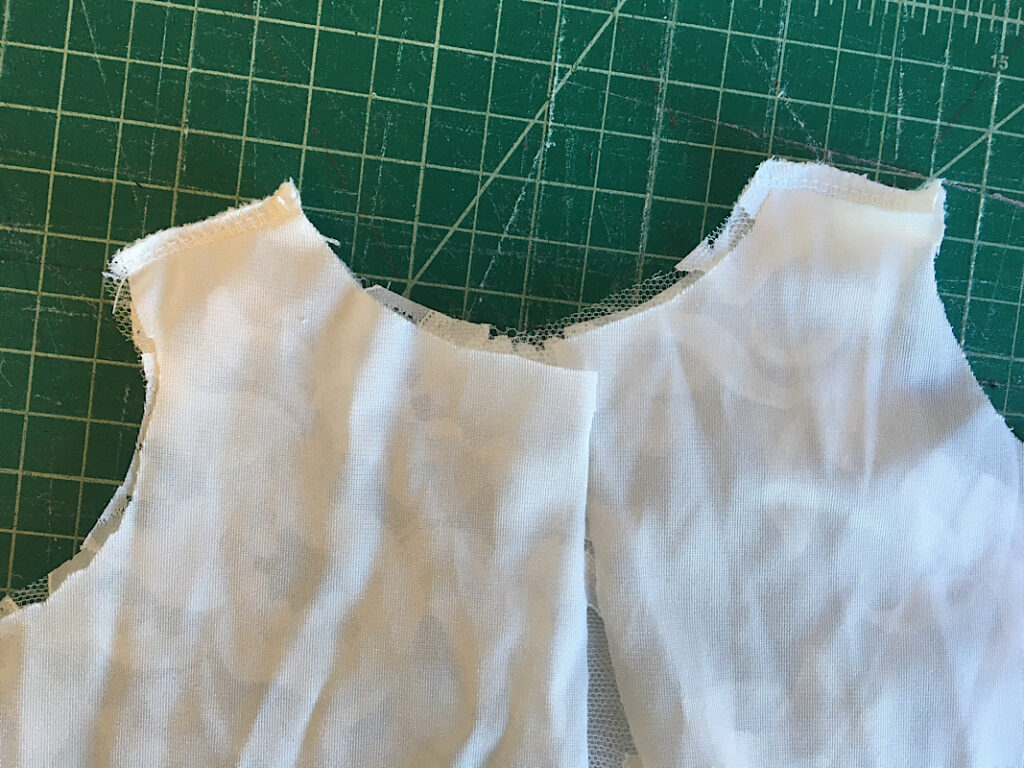 serging shoulders on christening gown