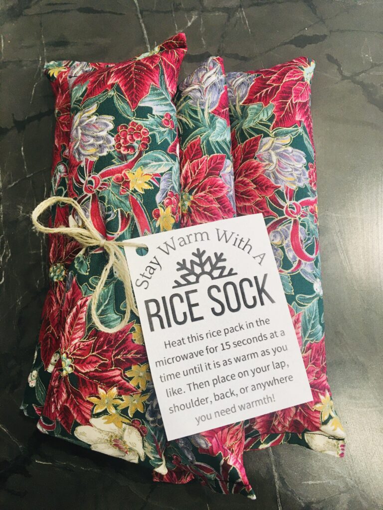 completed rice bags with tag