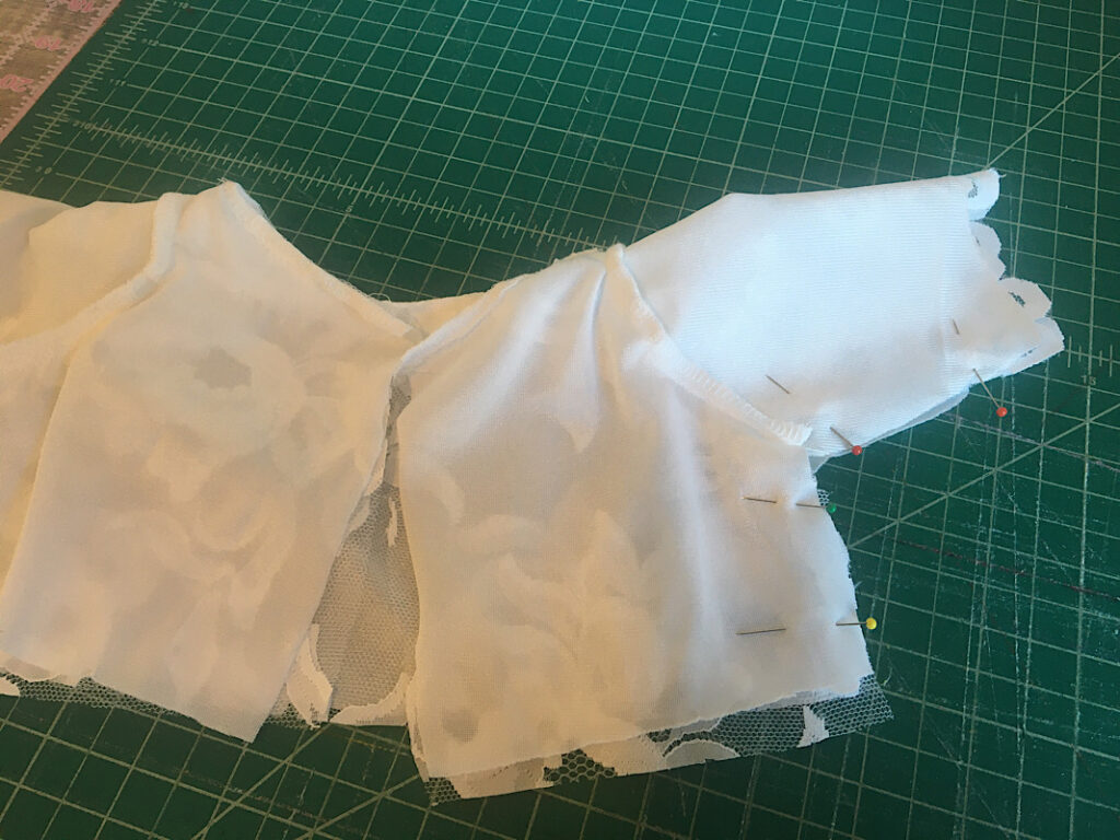 pinning the side seam of the bodice