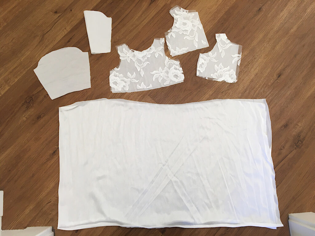 christening gown pieces cut out from wedding dress 