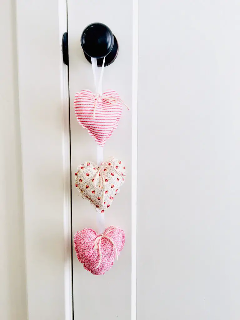 Valentines day stuffed heart doorknob hanger