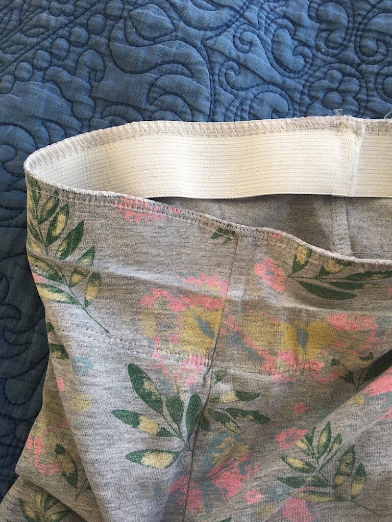 unfolded elastic inside pant waistband