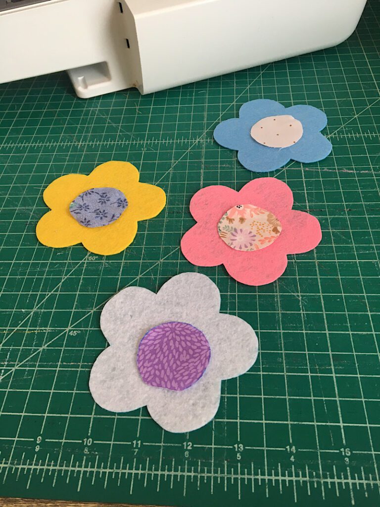 pin fabric to felt flowers