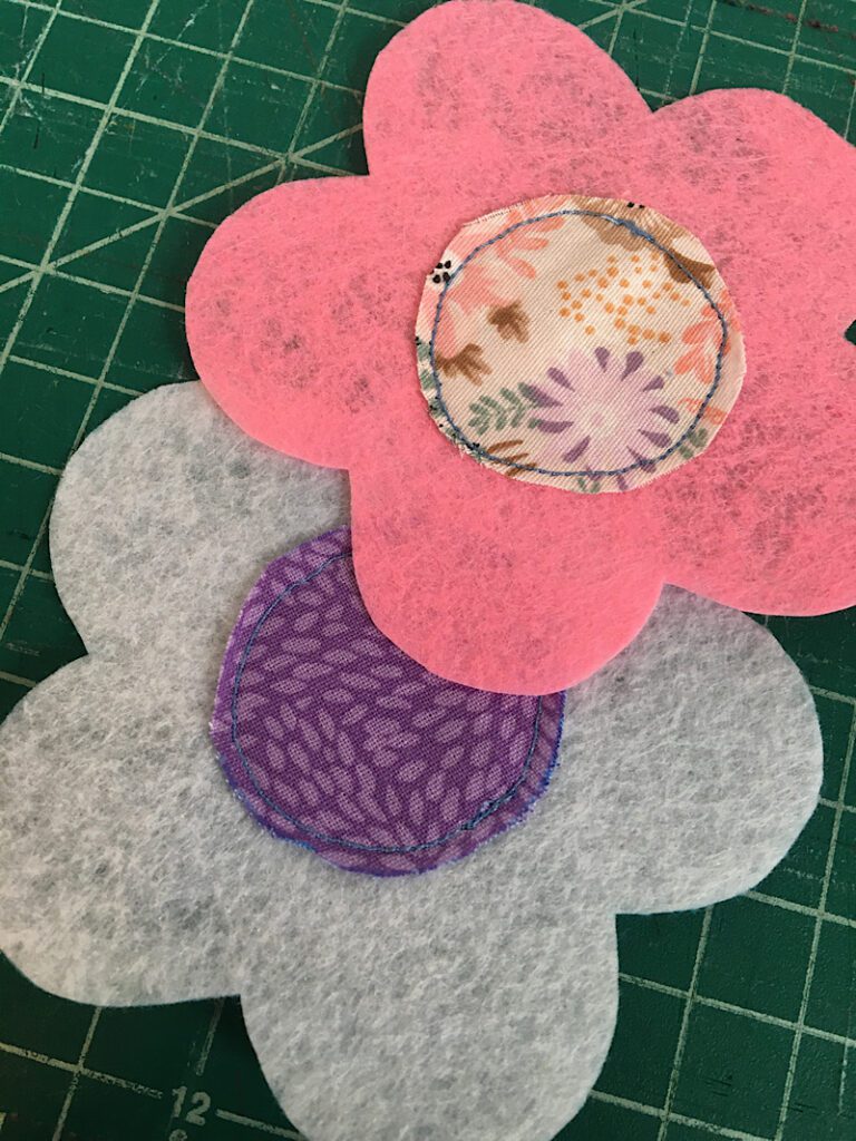 straight stitched flower felt coasters