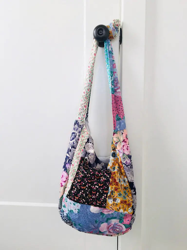 boho bag quilted hanging on door