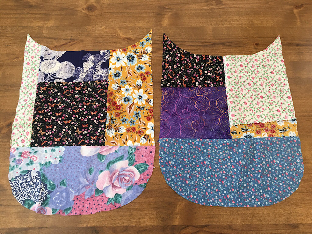 front and back pieces of boho bag laid out