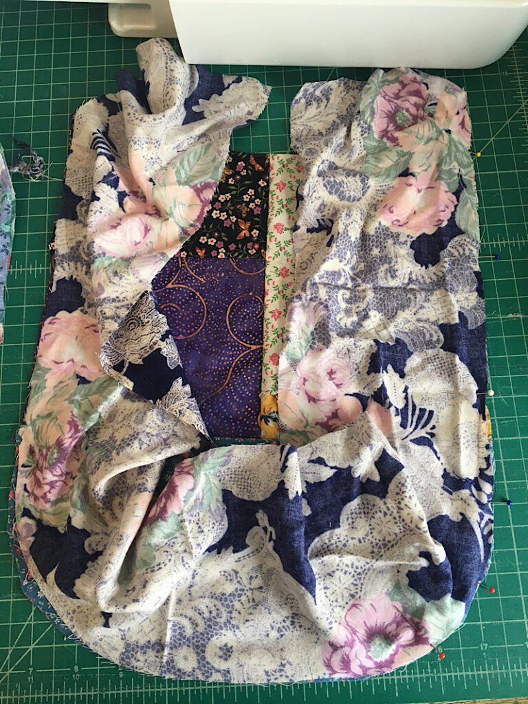 pinning sides to bag front