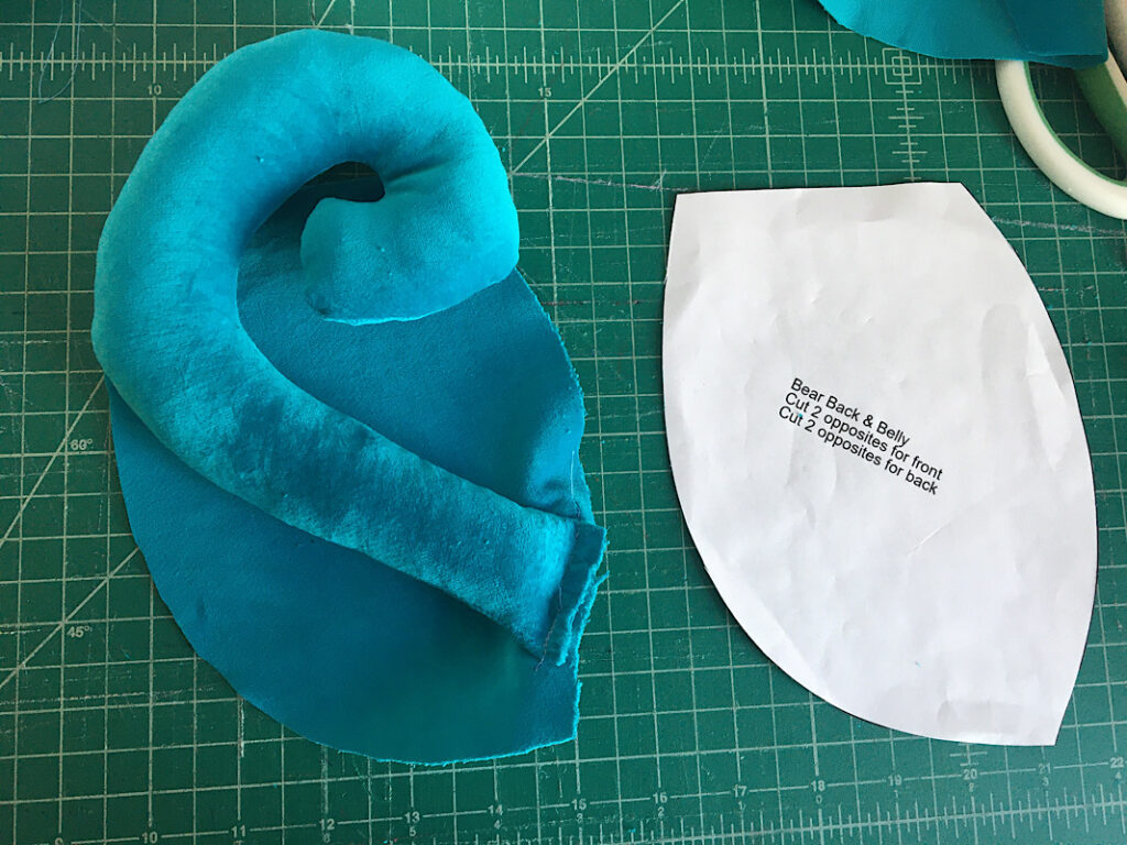 tail sewn to fabric