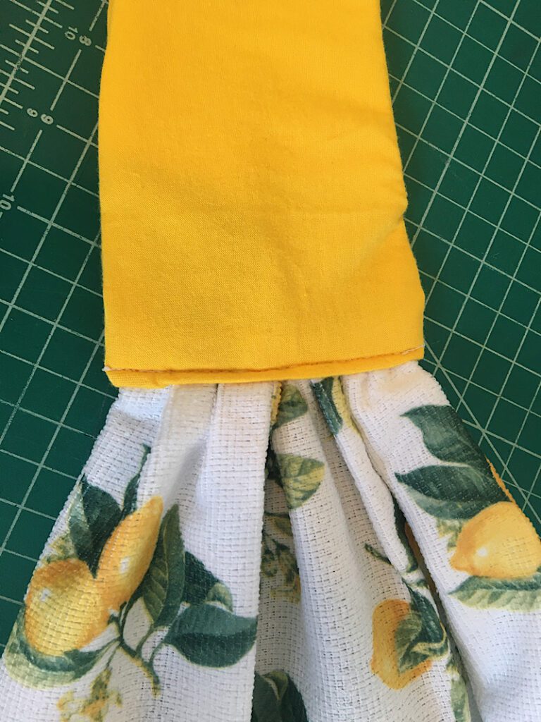 sew top stitch to attach towel