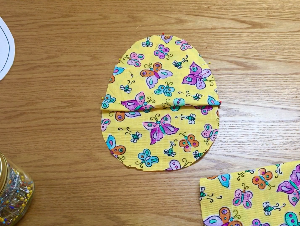 Pin egg top to fabric egg