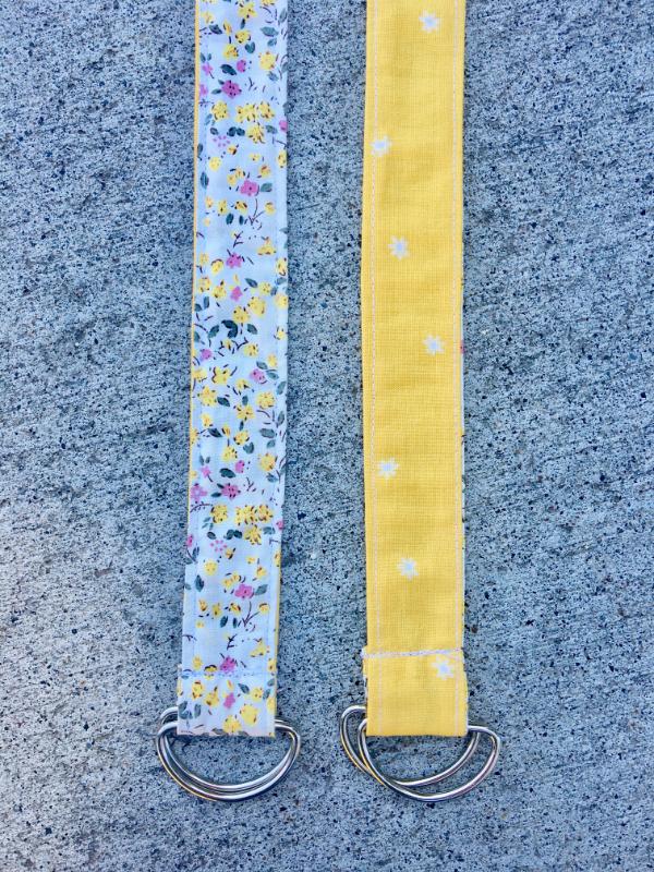 two double sided fabric D ring belts