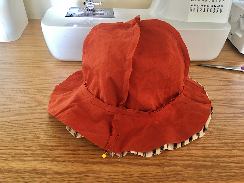 placing sun hat pieces together