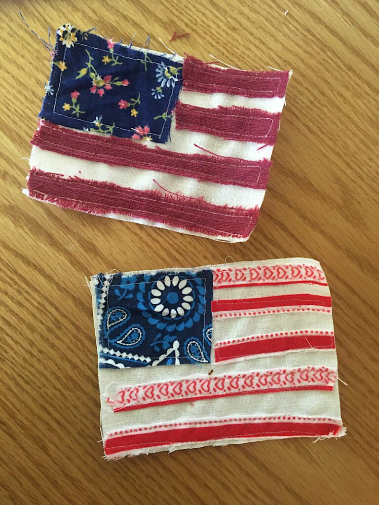 Red stripes added to scrappy flags